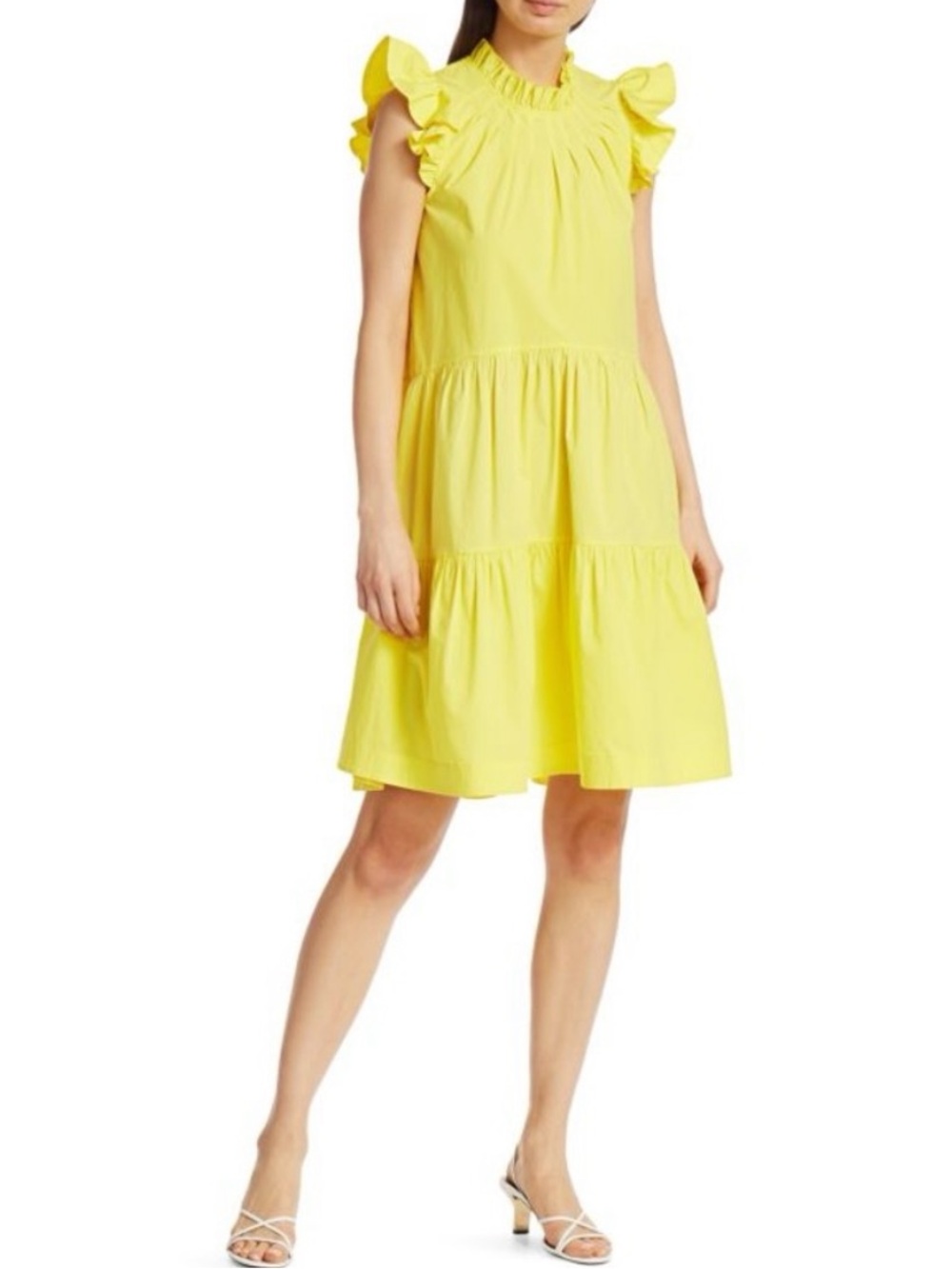 Sea New York Tabitha Yellow Babydoll Dress with Flutter Sleeves size 6